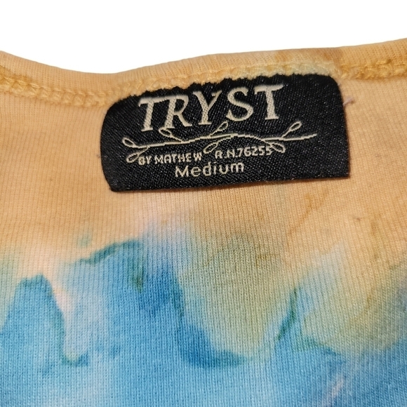 Tryst Tie Dye T Shirt M Yellow Red Blue - Picture 3 of 3